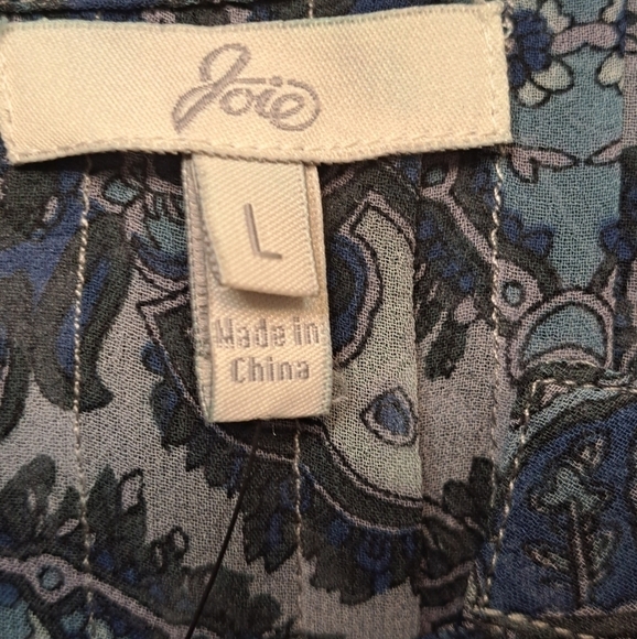 NWT Joie 100% Silk Blue Paisley Tunic Size L - Picture 7 of 8